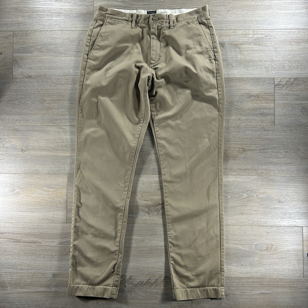 J.Crew 770 Straight Chinos Mens 33x32 Khaki Tan Broken In Cotton Pants - Picture 1 of 10